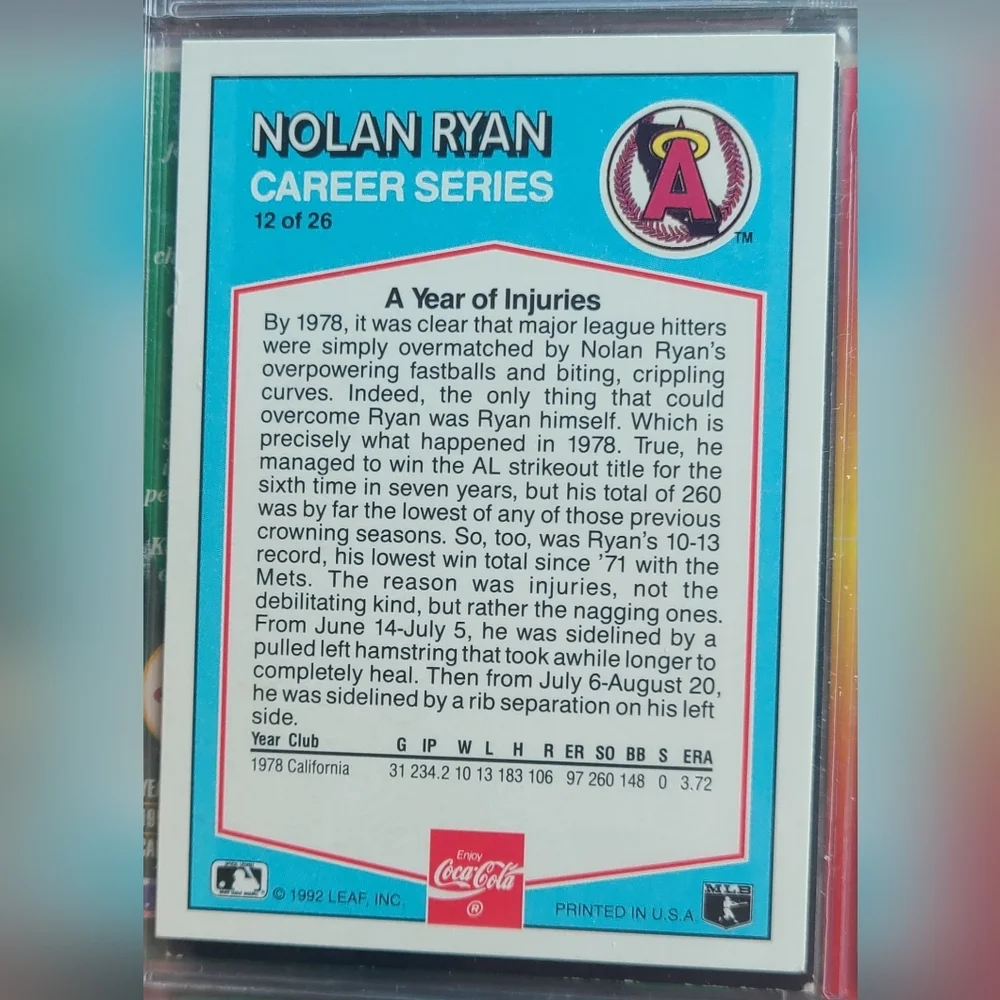 Nolan Ryan Career Series #12 of‎ 26, Baseball Card